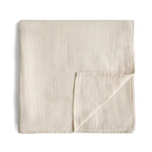 Mushie Organic Cotton Muslin Swaddle Blanket - Fog